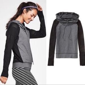 Athleta‎ -853 Limitless Mesh Hoodie Black Gray Size S